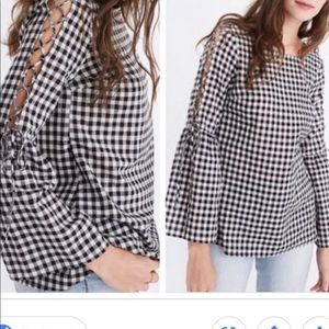 Madewell lace up bell sleeve shirt